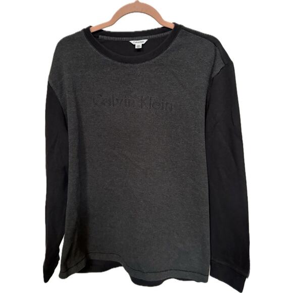 CALVIN KLEIN Men's Logo-Print Long Sleeve Size XXL Gray Black Casual Winter - Picture 1 of 7